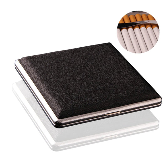 20 Sticks Cigarette Case Leather Surface Storage Metal Box