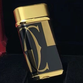 Cartier LOGOTYPE MOTIF Cigarette Lighter Black Lacquer Pink Gold #003