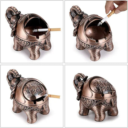 Windproof Retro Ashtray with Lid-Elephant Shaped Table Ashtray