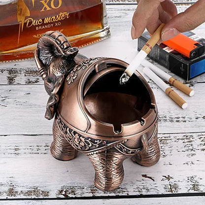 Windproof Retro Ashtray with Lid-Elephant Shaped Table Ashtray