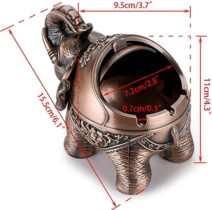 Windproof Retro Ashtray with Lid-Elephant Shaped Table Ashtray