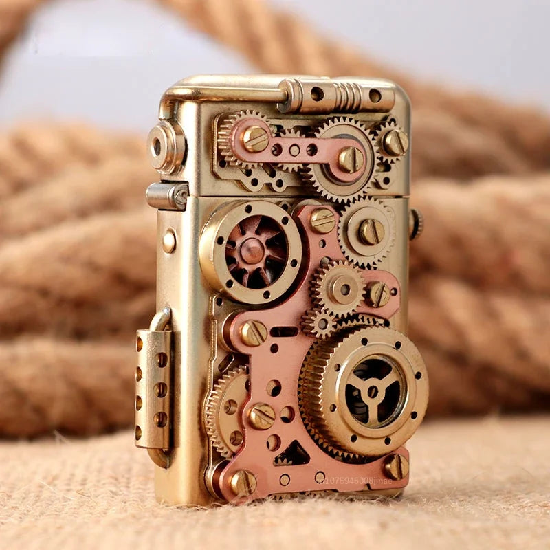 Zorro Steampunk Lighter Gear Linkage Mechanical Creative Pure Copper Kerosene Lighter