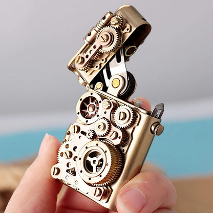 Zorro Steampunk Lighter Gear Linkage Mechanical Creative Pure Copper Kerosene Lighter