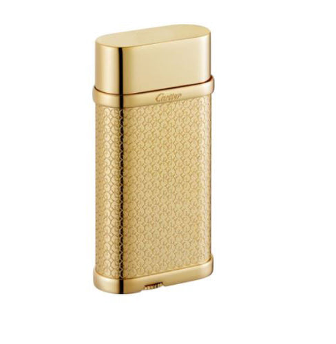 Cartier CHINESE Square Hole Coin Engrave Lighter Metal Finish Yellow Golden #002