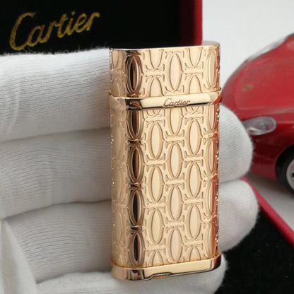 Cartier Full Body C De Engraving Metal Lighter Finish Yellow Gold #001