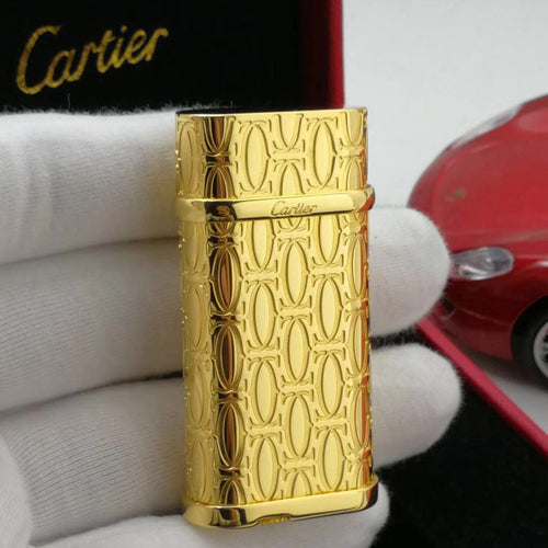 Cartier Full Body C De Gravur Metall Feuerzeug Finish Gelbgold #001