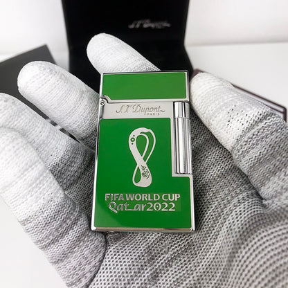 2022 Qatar World Cup x S.T.Dupont Lighter Green Lacquer Silver #158