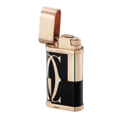 Cartier LOGOTYPE MOTIF Cigarette Lighter Black Lacquer Pink Gold #003