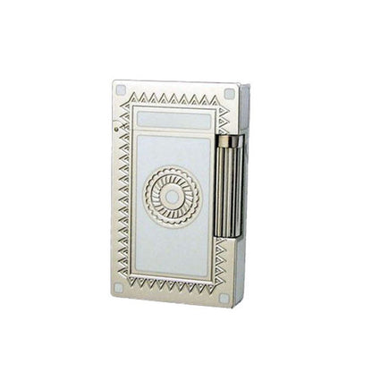 Vintage Sun Flower Pattern S.T.Dupont Metal Lighter Collection #016 Gold & Silver