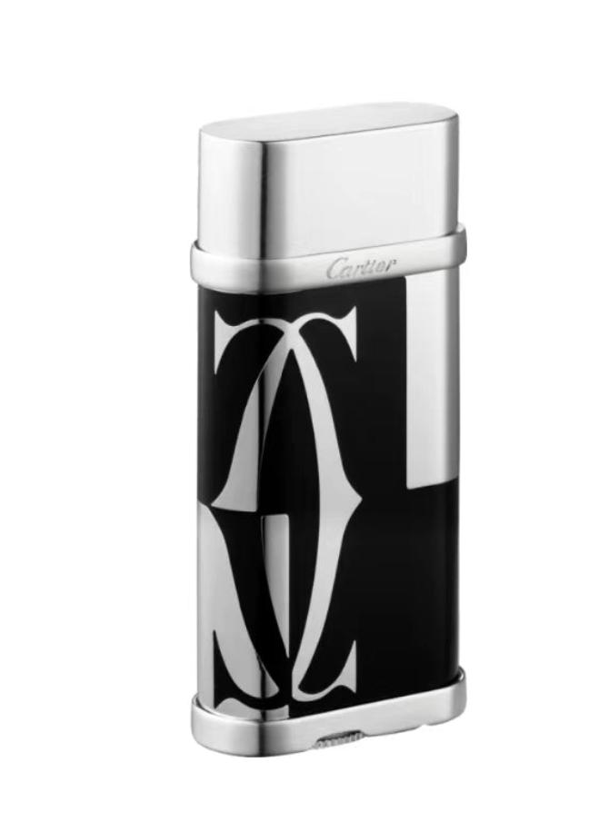 Cartier LOGOTYPE MOTIF Cigarette Lighter Black Lacquer Pink Gold #003