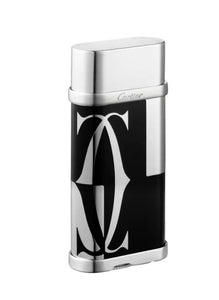 Cartier LOGOTYPE MOTIF Cigarette Lighter Black Lacquer Silver #003