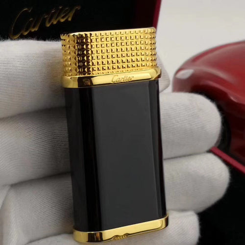 Cartier CLOUS DE PARIS DECOR Feuerzeug Schwarzer Lack Gelbgold Finish #005