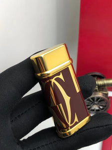 Cartier LOGOTYPE MOTIF Metal Lighter Red Lacquer Yellow Gold FINISH #003