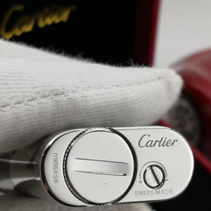 Cartier LOGO MOTIF Zigarettenanzünder Schwarzer Lack Silber #003
