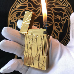Dupont Lighter Engraving Fire Line Ping Sound #044 Gold