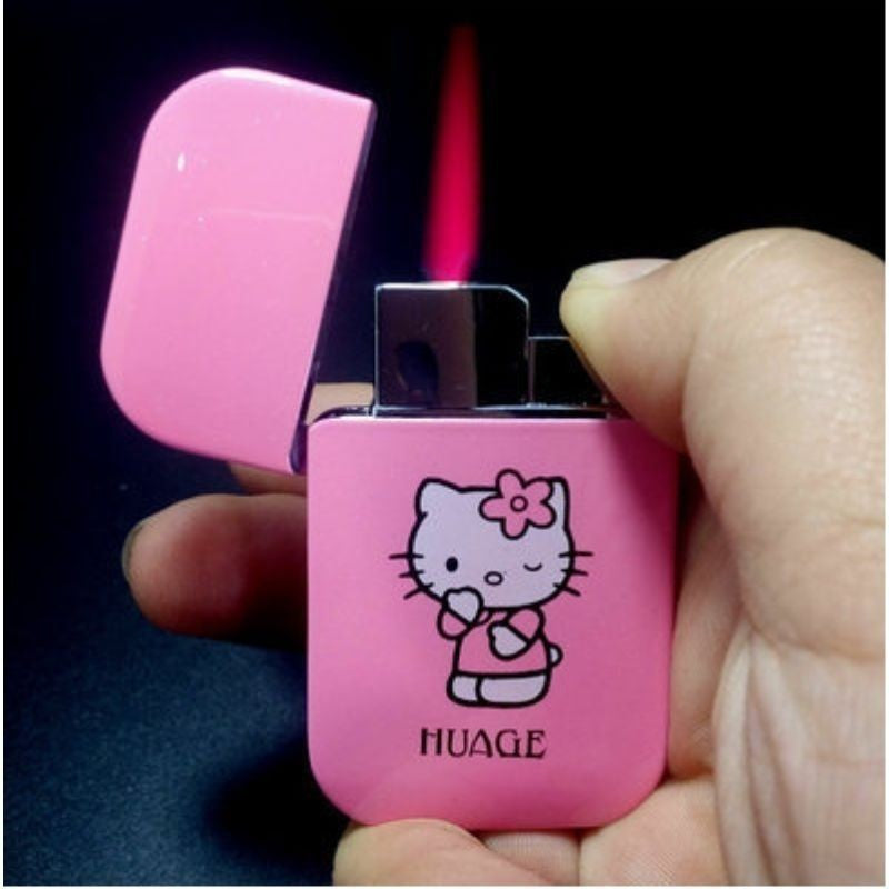 Creative Pink Hello Kitty Torch Flame Feuerzeug Winddicht