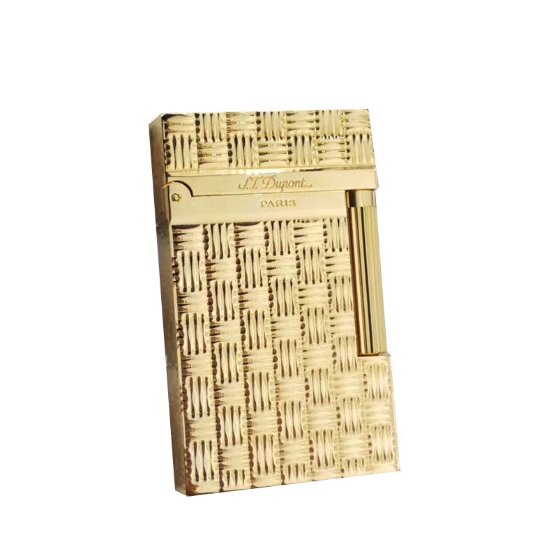 S.T Dupont Ligne 2 Lighter Bamboo Mat Pattern Plaid #075 Gold