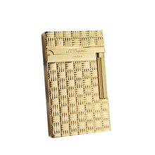 Cargar imagen en el visor de la galería, S.T Dupont Ligne 2 Lighter Bamboo Mat Pattern Plaid #075 Gold